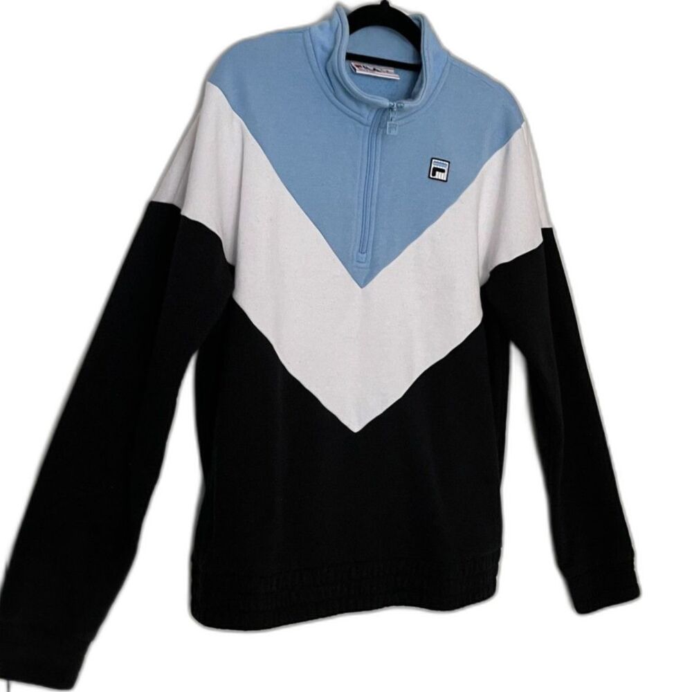 FILA Women's Ekanta 1/4 Zip Colorblock Sweatshirt Bottom Waistband SZ XL